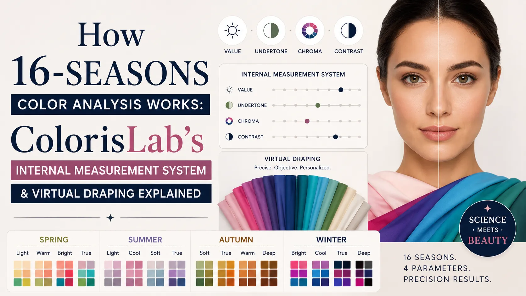 How 16-Seasons Color Analysis Works: ColorisLab’s Internal Measurement System & Virtual Draping Explained
